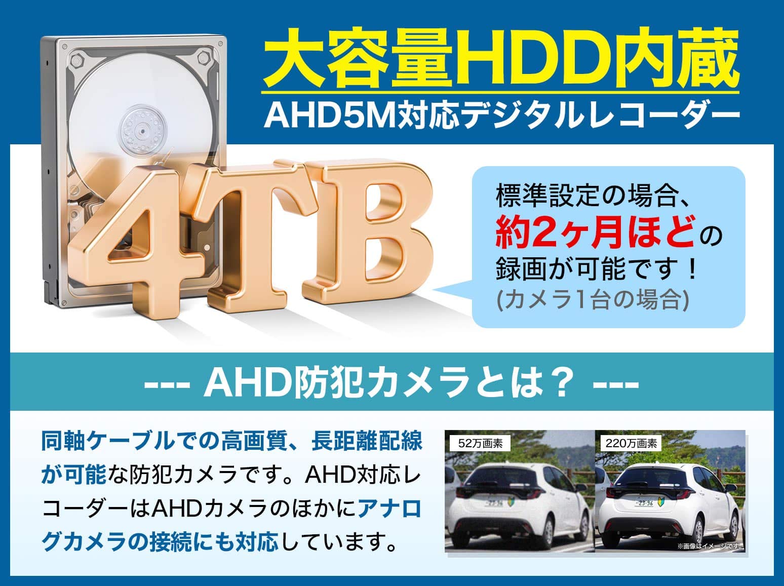 Amazon.co.jp: アルコム 防犯 録画機 レコーダー AHD3.0対応 5M 4TB